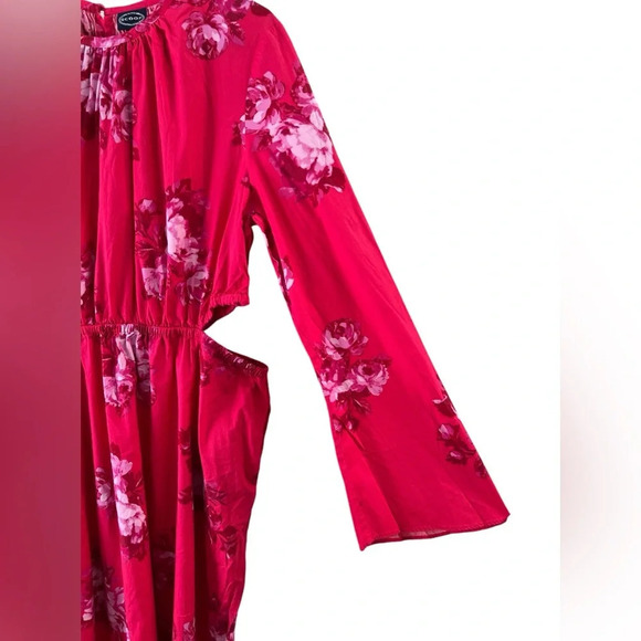 Pink floral long sleeve midi dress - Picture 5 of 8